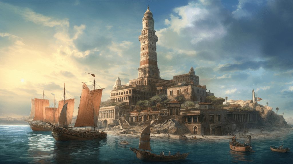 phare alexandrie representation midjourney