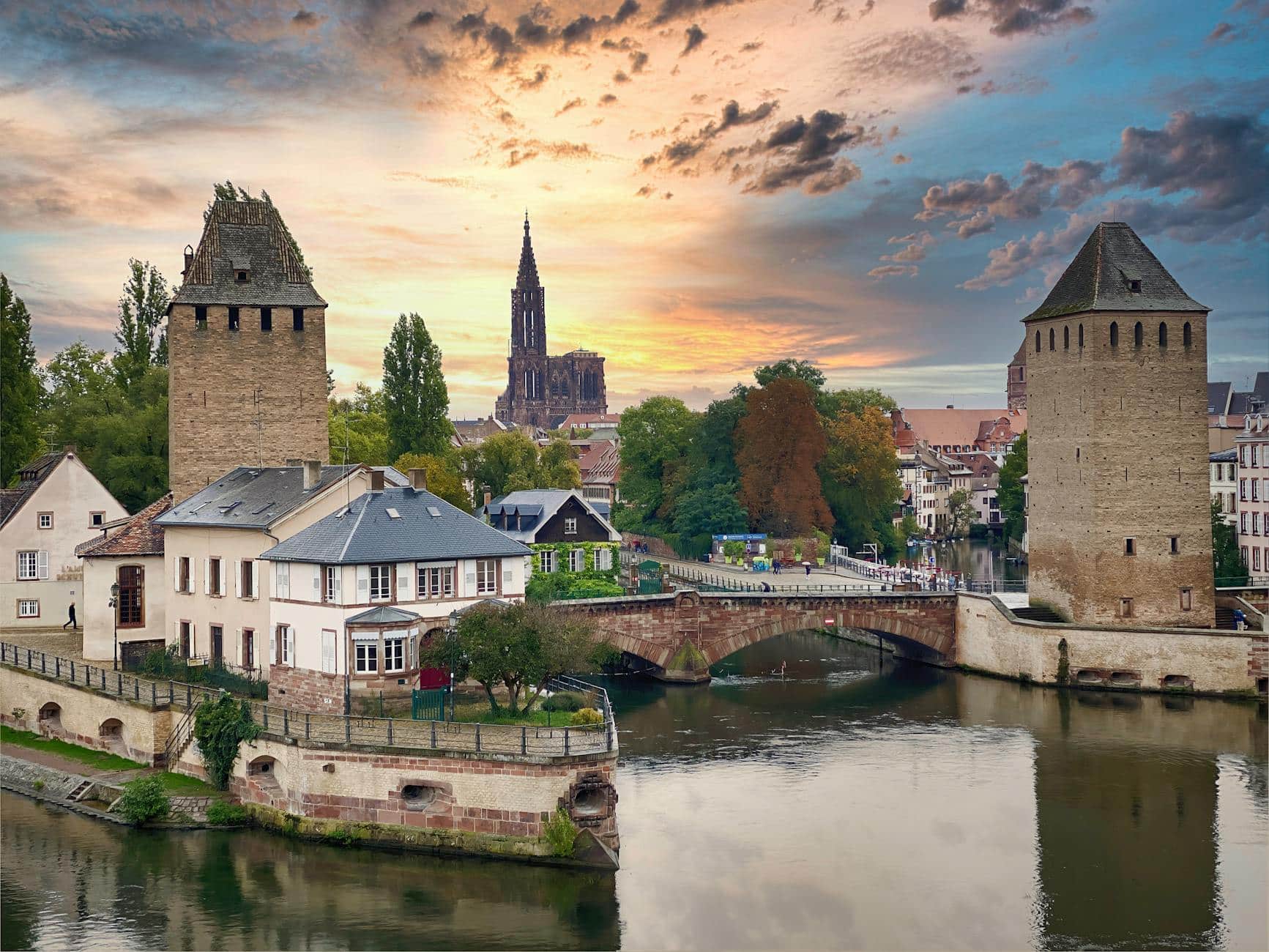 city of strasbourg at sunset